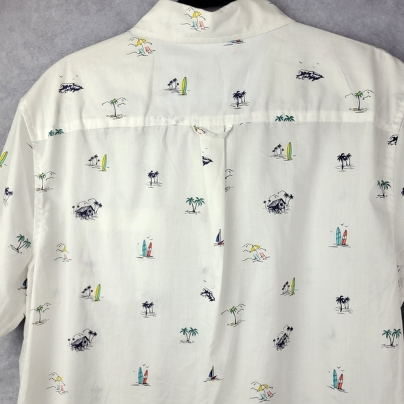 chaps easy care mens surf button up Cotton Coast Beachy Summer shirt Size M - Picture 3 of 10